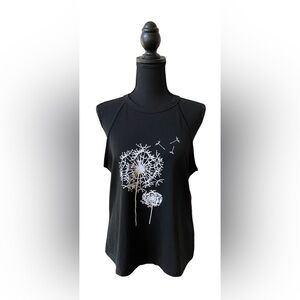 Black Dandelion Print Women's Top
